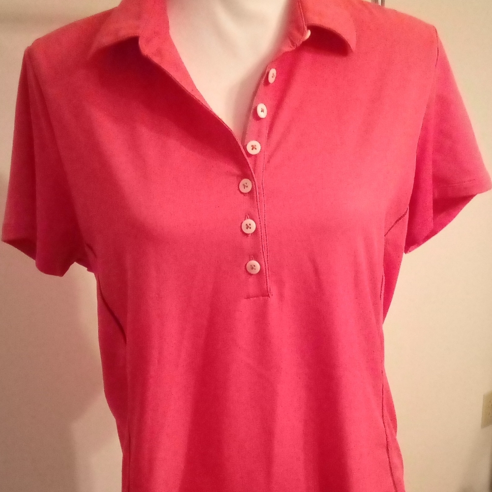 💕Nike Dri Fit Hot Pink Athletic Shirt Button Down Activewear Sz Lg
